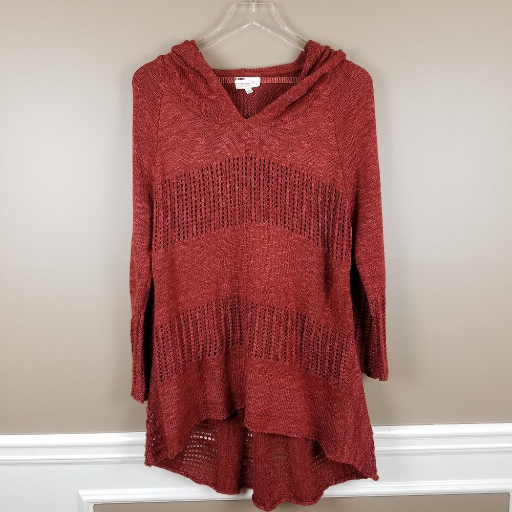 Umgee Pullover Beachy Boho Crochet Hoodie  - L